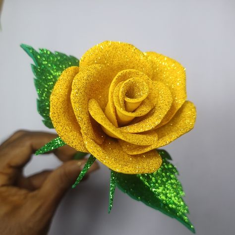 Rose Flower Making in Your Own Hand - How to Make a Rose with EVA Glitter Foam Sheet - DIY Paper Roses | Rosa, foam, tutorial | Rose Flower Making in Your Own Hand - How to Make a Rose with EVA Glitter Foam Sheet - DIY Paper Roses Today, I'm Sharing an Amazing Rose Flower Making... | By SmirchS Rose Flower Making, Paper Roses Diy, Foam Sheets, Paper Roses, A Rose, Flower Making, Diy Paper, Rose Flower, Roses