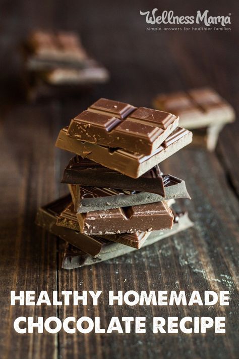 Homemade Milk Chocolate, Homemade Chocolate Bars, Healthy Chocolate Recipes, Chocolate Recipes Homemade, Wellness Mama, Chocolate Brands, Chocolate Recipe, Chocolate Chocolate, Healthy Chocolate