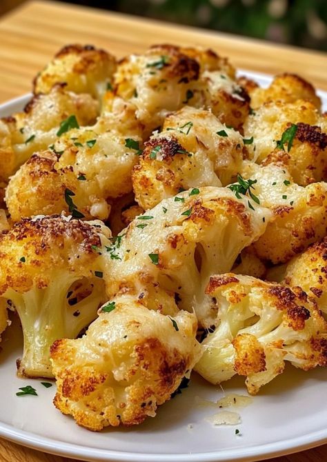 Garlic Parmesan Cauliflower, Roasted Side Dishes, Oven Baked Cauliflower, Baked Cauliflower Recipe, Cheesy Broccoli Casserole, Parmesan Cauliflower, Roasted Garlic Cauliflower, Cauliflower Dishes, Cauliflower Recipe