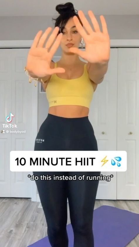 bodybyod on Instagram: Don’t like running? Try this instead! ✨ 10 Minute HIIT ✨ HIIT= High Intensity Interval Training - short bursts of intense exercise… Hiit Cardio Workouts, Trening Fitness, Full Body Gym Workout, Bodyweight Workout Beginner, Weight Workout Plan, Trening Abs, Gym Workout Videos, Gym Workout For Beginners, Gym Workout Tips