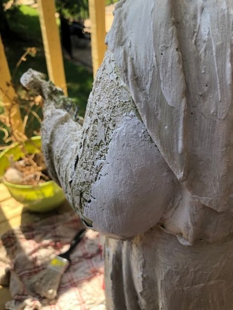 Pal Tiya, Old Statues, Fix Cracked Concrete, Pottery Repair, Mary Garden, Concrete Garden Statues, Plaster Repair, Sculpture Pottery, Cement Statues