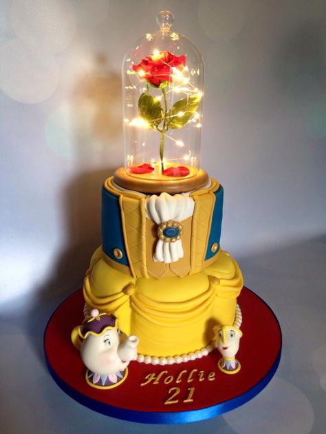 Beauty and the Beast cake, with lights Birthday cake Kue Disney, Beauty And The Beast Cake Birthdays, Beauty And The Beast Cake, Belle Birthday, The Beauty And The Beast, Rainbow Birthday Cake, Beauty And The Beast Party, Awesome Cakes, Disney Cakes