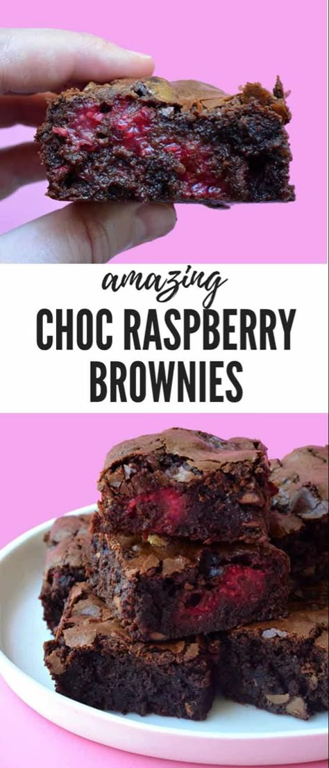 Raspberry Brownies Recipe, Teatime Desserts, Feminine Food, Brownies Gooey, Chocolate Raspberry Brownies, Cake Brownie, Resep Brownies, Raspberry Brownies, Raspberry Desserts