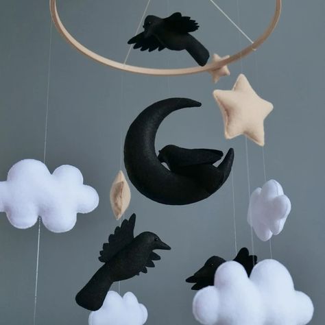 Goth Baby Mobile Gothic Nursery Decor Baby Witch Raven Mobile for Baby Goth Imaginative Mobile Black Baby Mobile - Etsy Pastel Goth Nursery, Goth Baby Aesthetic, Goth Baby Stuff, Dark Baby Nursery, Gothic Baby Shower Ideas, Gothic Baby Nursery, Gothic Nursery, Rock Baby Clothes, Mobile For Baby