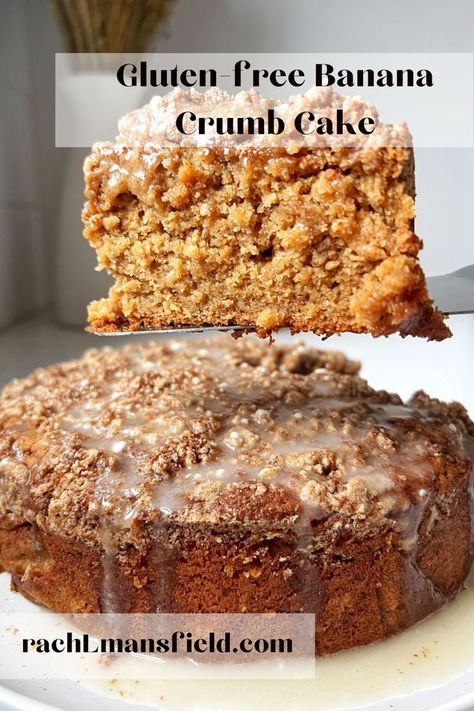 Gluten-free Banana Crumb Cake Banana Bread Coffee Cake, Banana Crumb Cake, Banana Coffee Cakes, Crumb Coffee Cakes, Gluten Free Banana Muffins, Brunch Dessert, Crumb Cake Recipe, Banana Dessert Recipes, Sweet Breakfast Treats