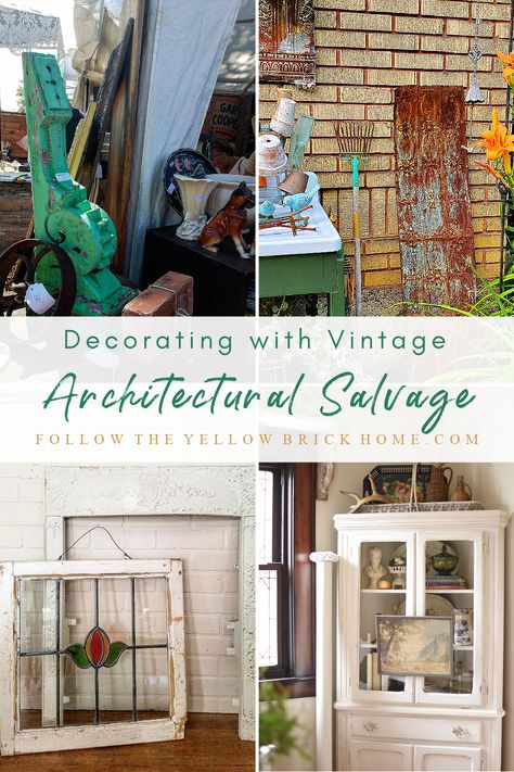 Follow The Yellow Brick Home - Create and Craft Archives – Follow The Yellow Brick Home Yard Sale Display, Salvaged Decor, Vintage Market Days, Yellow Brick Home, Wooden Corbels, Vintage Door Knobs, Reclaimed Brick, Vintage Farmhouse Style, Tin Tiles