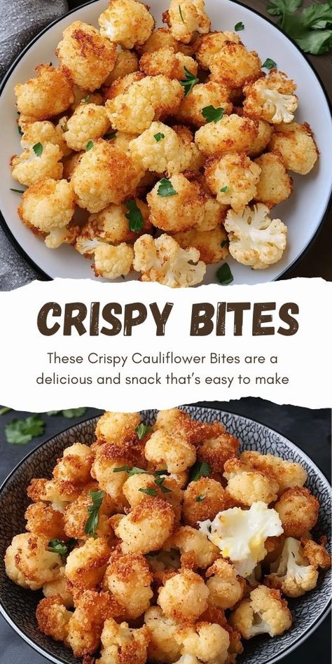 Crispy Cauliflower Bites with Egg Sauce Ingredients: For the Cauliflower Bites: 1/2 cauliflower (600-700g), cut into florets 3 medium eggs ~3/4 cup all-purpose flour (100g) ~3/4 cup breadcrumbs (100g) ~1/2 cup grated Parmesan cheese (45g) (optional) Olive oil for drizzling #Cauliflower #Crispy Crispy Cauliflower Bites, Egg Sauce, Crispy Cauliflower, Wedding Snacks, Easy Cauliflower, Cauliflower Bites, 15 Minute Meals, Parmesan Cheese, Grated Parmesan Cheese