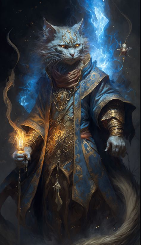 Dnd Tabaxi Female Wizard, Dnd Tabaxi Wizard, Tabaxi Wizard Dnd, Cat Dnd Character, Fantasy Wizard Aesthetic, Cat Monster Art, Cool Wizard Art, Wizard Art Character Design, Dnd Wizard Art