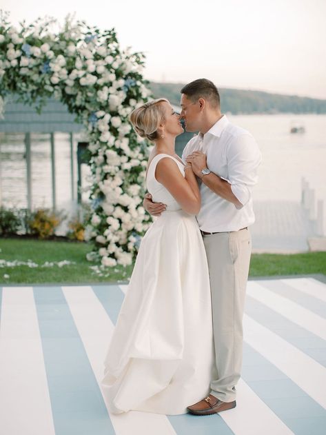 House Hamptons, First Dance Wedding Songs, First Dance Photos, Private Lake, Inside Weddings, Dance Floor Wedding, Grey Palette, Hydrangeas Wedding, Gown White