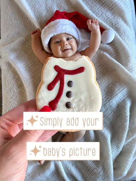 Photoshop the trendy snowman cookie on your baby!!! Super easy and saves you a trip #starbucks #snowman #snowmancookie #babyphotography #christmas #christmasphotography #musthave Starbucks Snowman Cookie Baby, Snowman Cookie Baby Picture, Starbucks Snowman Cookie, Starbucks Cookie, Starbucks Cookies, Snowman Cookie, Snowman Cookies, Christmas Photography, The Snowman