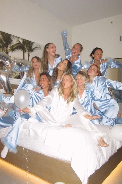 how cute are our matching bachelorette party pajamas!! my ltk is full of bridal shower dresses, engagement photoshoot dresses, and rehearsal dinner dresses options! If you need a bridal shower dress or a bachelorette party dress, tap to shop my bridal looks! My Bachelorette Party, Bachelorette Party Loungewear, Bachelorette Party Matching Pajamas, Bachelorette Pajamas Party, Bachelorette Pajamas Matching, White And Blue Bachelorette Party Outfit, Bach Party Bride Outfit, Party Before The Wedding, Bachelorette Party Matching Pjs