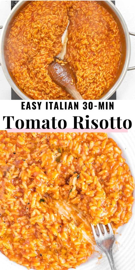 Risotto And Ground Beef, Tomato Soup Risotto, Roasted Tomato Risotto, Mediterranean Diet Picky Eater, Soup Recipes For Picky Eaters, Rosoto Recipes Dinners, Italian Risotto Recipes, Rositto Recipes, Bolognese Risotto