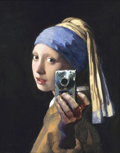 10 of the most parodied artworks of all time | Blog | Royal Academy of Arts Girl With Pearl Earring, Konst Designs, Art Selfie, Facebook Profile Picture, Art Parody, Johannes Vermeer, Foto Tips, Classic Paintings, Caricatures