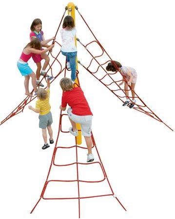 Star Seeker Climber - Single Post with Three Triangular Cable Nets - Ages 5-12 - Landscape Structures School Render, Render People, Playground For Kids, Urban Intervention, Commercial Playground Equipment, Playground Set, Kids Climbing, Kindergarten Design, Art Journal Prompts