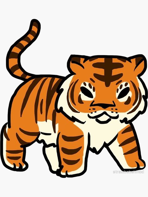 "Tiger" Sticker by strawbebehmod | Redbubble Cute Tigers Drawing, Tiger Cute Illustration, Cute Tiger Art, Tiger Drawing For Kids, Tiger Cartoon Drawing, Cute Tiger Drawing, Easy Tiger Drawing, Tiger Doodle, Tiger Aesthetic