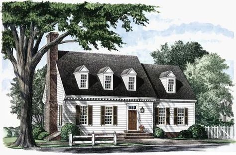 Cape-cod House Plan - 3 Bedrooms, 2 Bath, 2485 Sq Ft Plan 57-185 Cape Cod Floor Plans, Floor Plans One Story, Cape Cod Plans, Modern Cape Cod, Cape Cod House Plan, Cape Cod House Exterior, House Plans Colonial, Cape Cod House Plans, Colonial Cottage