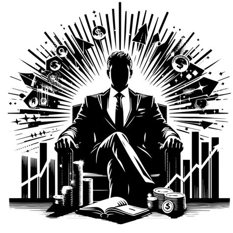 Black and white Illustration of a successful Business Man with Money Cars and Luxus Accountant Drawing, Stack Of Money Drawing, Business Man Drawing, Man With Money, Money Clipart, Money Art, Business Cartoons, Money Icons, Naruto Sketch Drawing