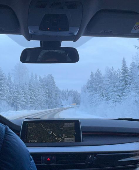 Norway Snow Aesthetic, Minnesota Winter Aesthetic, Winter Car Aesthetic, Car Snow Aesthetic, Montana Winter Aesthetic, Winter In Montana, Winter Trip Aesthetic, Winter Road Trip Aesthetic, Norway Winter Aesthetic