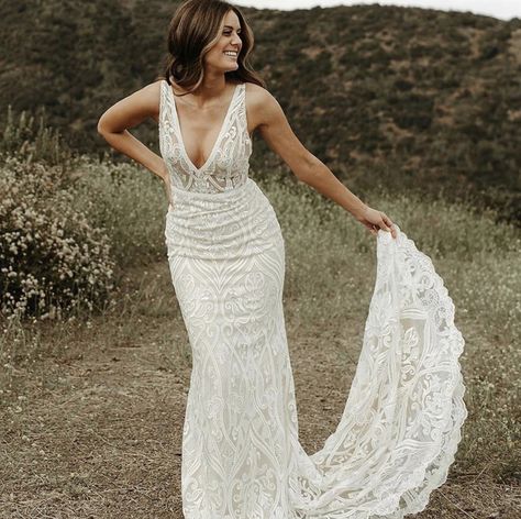 Made With Love Bridal, Off White Wedding Dresses, Pebble Color, Stylish Wedding Dresses, Beach Wedding Dress Boho, Lovely Bride, Destination Wedding Dress, Floral Wedding Dress, Wine Country Wedding