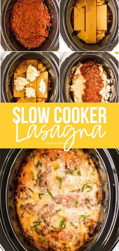 Slow Cooker Lasagna is easy to make, full of pasta, meat, sauce, and cheese. The best part is you don't even have to boil the noodles first! Easy Crockpot Lasagna Recipe, Lasagna Recipe Slow Cooker, Crockpot Lasagna Easy, Recipes Lasagna, Crock Pot Lasagna Recipe, Crockpot Lasagna, Slow Cooker Lasagna, Crock Pot Slow Cooker, Bbq Ribs