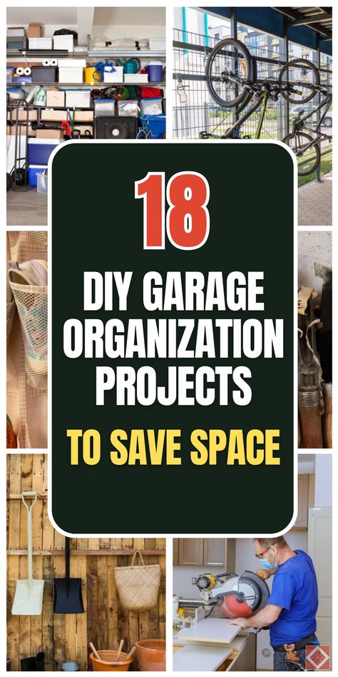 Save space and declutter with 18 DIY garage organization projects! Perfect for any garage, these budget-friendly ideas will help you find storage for tools, bikes, and more. Save this pin for later and discover how to organize your garage. Click to explore these ideas! How To Organize My Garage, Garage Tidy Ideas, Garage Organization Ideas Bikes, Diy Garage Organization Ideas, Garage Tool Organization Ideas, Small Garage Ideas, Organize My Garage, Shop Organization Ideas, Declutter Garage