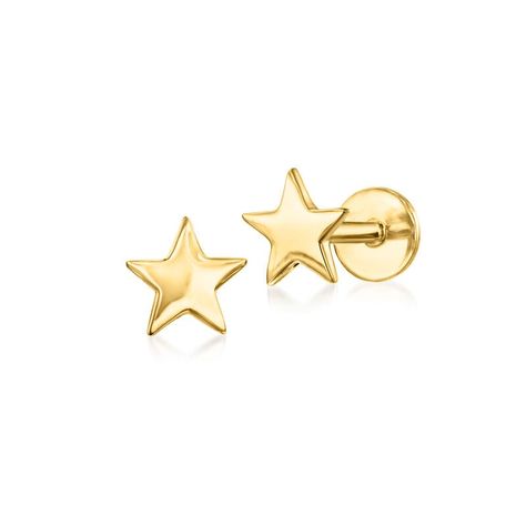 14kt Yellow Gold Star Flat-Back Stud Earrings Diamond Anklet, Gold Earrings For Women, Flat Back Earrings, Mixed Metal Jewelry, Yellow Gold Earrings, Star Earrings Stud, Back Jewelry, Jewelry Essentials, Silver Anklets