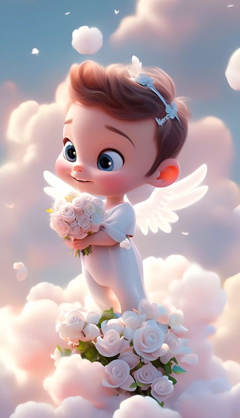 @flufly.animation Kids Fairy Garden, Angel Cartoon, Cute Animal Clipart, Baby Drawing, Cute Cartoon Images, Baby Fairy, Baby Clip Art, Cute Cartoon Pictures, Angel Pictures