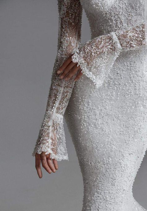 Long Sleeve Fitted Glitter Wedding Dress, Fitted Wedding Dress With Pearl Embroidery, Brand Dress To Impress, Luxury White Long Sleeve Lace Dress, Fitted Lace Wedding Dress With Pearl Embroidery, Long Sleeve Wedding Gown With Pearl Embroidery, Sima Couture, Vintage Wedding Gown, Wedding Dress Sketches