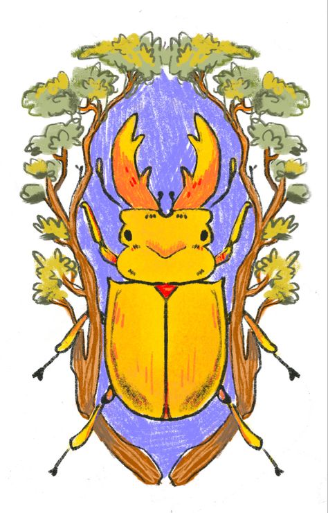 A stag beetel crest I made for stickersN Bug Wall Mural, Colorful Aesthetic Drawings, How To Draw A Stag, Stag Beetle Illustration, Art Reference Nature, Stag Beetle Art, Cute Bug Art, Stag Beetle Drawing, Cute Bug Drawing