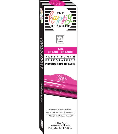 Me & My Big Ideas - Create 365 Happy Planner Big Punch Punch any sheet to add to your Create 365 The Happy Planner for a fun and stylish look that is all you! Punch up to three sheets of paper, and one sheet of card - stock; it is not intended to punch laminate or adhesive This package contains one 11 inch long punch that creates eleven holes specifically for The Happy Planner Imported Create 365 Happy Planner, Paper Craft Tools, The Happy Planner, Big Ideas, Joanns Fabric And Crafts, Craft Tools, Hole Punch, Sheet Of Paper, The Happy