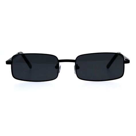 Amazon.com: Mens Retro Vintage Narrow Rectangular Pimp Metal Sunglasses All Black: Clothing Black Glasses Outfit, Indie Sunglasses, Mens Glasses Fashion, Weird Jewelry, Top Sunglasses, Fashion Eye Glasses, Stylish Glasses, Trendy Sunglasses, Cool Sunglasses