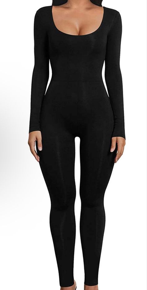 Black One Piece Outfit Jumpsuit, One Piece Body Suit Outfit, Black Full Bodysuit, One Piece Outfit Jumpsuit, Black Long Sleeve Jumpsuit, Body Suit Outfit, Baddies Outfits, Fantasy Ball, Black Body Suit