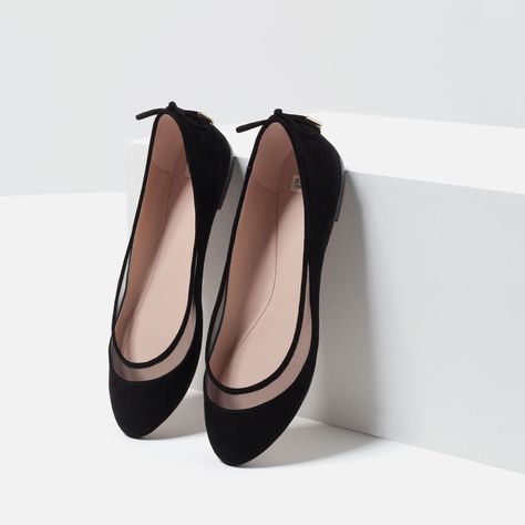 Zara Mesh Ballerinas in Black, £17.99