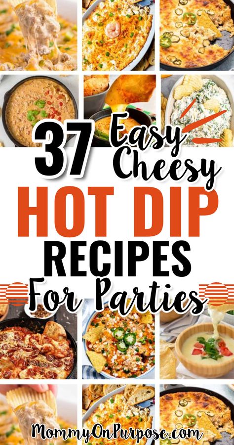 37 Easy Cheesy HOT Dip Recipes For Parties Easiest Dips To Make, Hot Party Dips Appetizer Recipes, Appetizer Recipes Hot Dips, Crockpot Party Dip Recipes, Hot Dips And Appetizers, Appetizer Hot Dips, Easy Dip For A Party, Large Party Food Ideas Cheap, Good Chip Dip Recipes