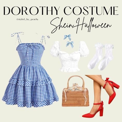 dorothy wizard of oz halloween costume outfit inspo Diy Dorthy Costume, Dorothy Costume Diy, Dorthy Costume, Wizard Of Oz Costumes Diy, Wizard Of Oz Dorothy Costume, Hot Halloween Costumes Women, Dorothy Halloween, Wizard Of Oz Halloween, Dorothy Halloween Costume