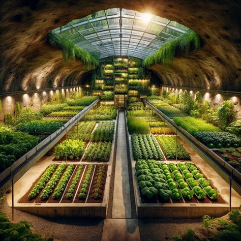 Grow Food Year Round in a Underground Greenhouse – WAWstock Dream Vegtable Gardens, Cellar Ideas Underground, Below Ground Greenhouse, Greenhouse Food Garden, Home Grown Food, Commercial Greenhouse Ideas, Underground Green House, Subterranean Greenhouse, Underground Farming