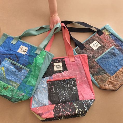 Your Up-fuse everyday Tote Bag made from upcycled plastic bags and Egyptian organic cotton certified by GOTS! Fused Plastic Diy, Fuse Plastic Bags, Upcycle Bag, Plastic Bags Diy, Plastic Bag Crafts, Fused Plastic, Upcycle Plastic, Recycle Tote Bag, Recycled Plastic Bags