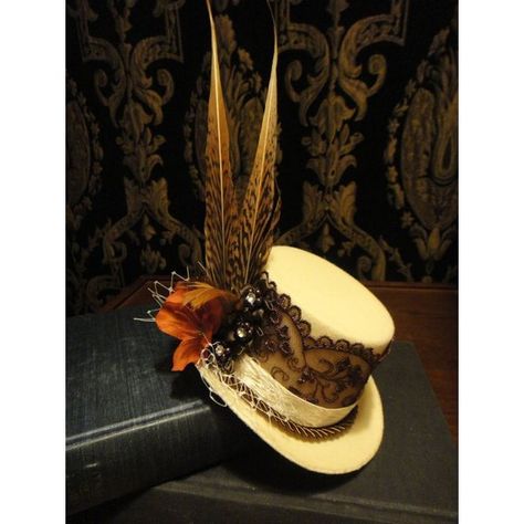 Steampunk Snail Cream Bridal Mini Top Hat Chocolate Lace and Red... ❤ liked on Polyvore featuring accessories Steampunk Snail, Chocolate Lace, Bridal Mini, Steampunk Party, Snail Cream, Mode Steampunk, Steampunk Couture, Steampunk Top Hat, Victorian Hats