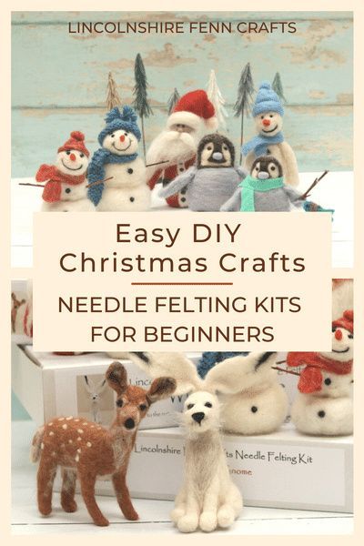 There's nothing better than a handmade Christmas gift or decoration. These festive needle felted snowmen needle felting kits are easy to learn with no sewing or tricky patterns. Every craft kit from Lincolnshire Fenn Crafts comes with everything you need to complete the project from start to finish and, with forty craft kits to choose from, there's something for everyone! happy creating. #lincolnshirefenncrafts Needle Felting Ideas Christmas Wool, Felting Kits For Beginners, Christmas Felted Decorations, Needle Felting Projects Christmas, Needle Felted Animals Tutorial Videos, Felted Wool Crafts Christmas, Felted Christmas Ornaments Diy, Christmas Felting Projects, Felting Patterns Free