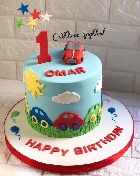 Car cake - cake by Doaazagloul Car Theme Cake, 2nd Birthday Cake Boy, Cake Car, Toddler Birthday Cakes, Cars Theme Cake, Rodjendanske Torte, Cake Designs For Kids, Boys First Birthday Cake, Boys 1st Birthday Cake