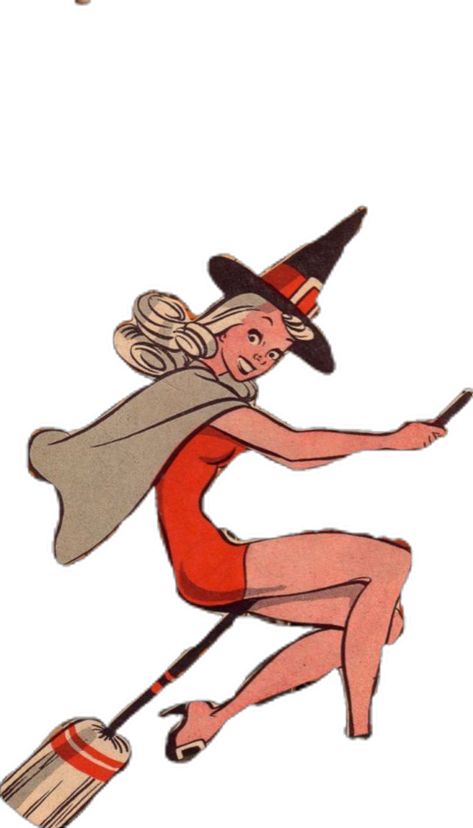 Happy Birthday Comic, Vintage Halloween Posters, Witch On A Broom, Vintage Halloween Art, A Broom, Vintage Witch, Halloween Illustration, Halloween Inspo, Halloween Poster