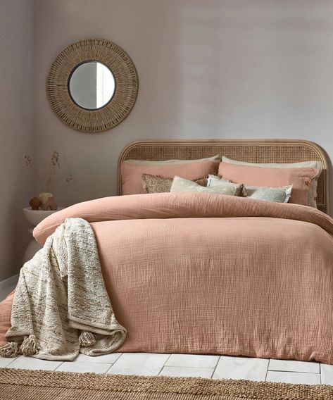 We asked the pros, and these are the things organizing experts never do in small bedrooms Cotton Bedding Sets, Pink Clay, Dressing Table With Stool, Spare Room, Cotton Muslin, Cotton Duvet Cover, Pastel Hues, Cotton Duvet, Bed Duvet Covers