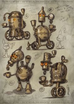 Steampunk Drawing, Steampunk Robots, Steampunk Character, Steampunk Illustration, Steampunk Robot, Steampunk Characters, Steampunk Gadgets, Steampunk Artwork, Mode Steampunk