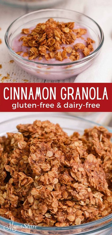 Healthy Cinnamon Granola, Honey Cinnamon Granola, Cinnamon Granola Recipe Healthy, Granola Recipe Without Honey, Homemade Cinnamon Granola, Granola Recipe With Quick Oats, Granola Recipe Cinnamon, Recipes With Cinnamon Chips, Gluten Free Dairy Free Granola