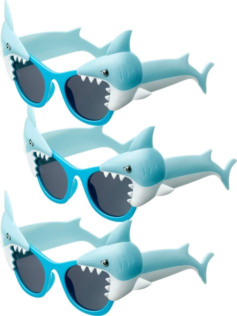 PRICES MAY VARY. What you will get: comes with 3 pairs shark shape sunglasses, nice for most adults and teenagers to wear, and combined with a soft velvet bag, convenient for you to store or as gift for friends Imaginative design: design in shark shape frame with black lenses, and mainly in blue color, match with ocean theme well, can coordinate with other party decorations, make your party more impressive Lightweight material: frame of the cute shark eyeglasses is made of plastic with character Hawaii Kids, Sunglasses Funny, 1st Birthday Party, Kids Birthday Party, Kids Birthday, Birthday Party, Sunglasses, Birthday, Funny