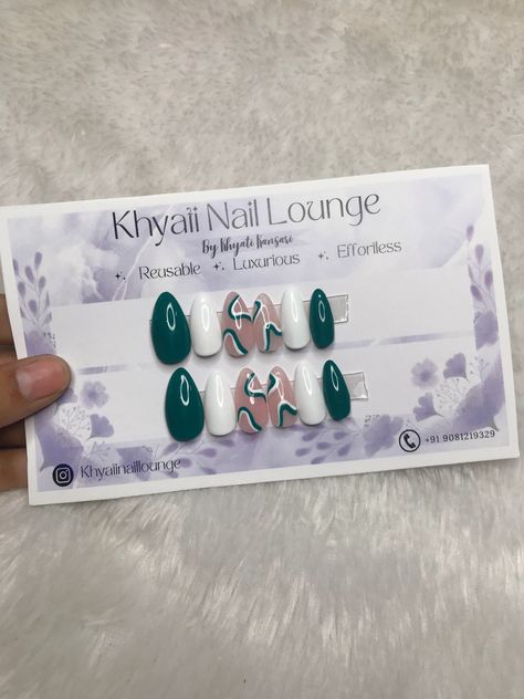 Press On Nails Card Design, Press On Nails Card, Shell Nails, Business Nails, Nail Art Diy Easy, Nail Tip Designs, Nail Design Video, Insta Captions, Subtle Nails