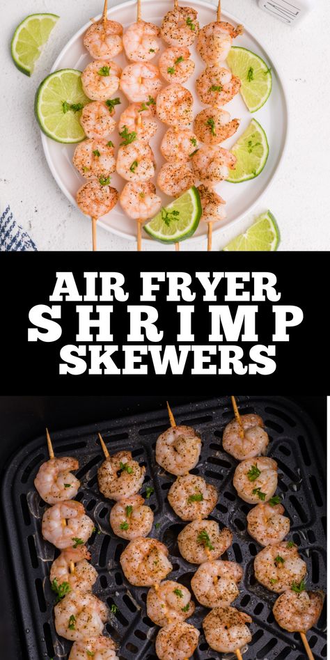 Grilled Shrimp In Air Fryer, Shrimp Skewers In Air Fryer, Air Fryer Shrimp Skewers, Shrimp Kabobs Air Fryer, Fry Ideas, Kabobs Recipes, Cooking Raw Shrimp, Shrimp Kabob Recipes, Protein Lunches