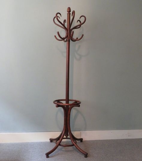 For sale: Standing coat rack Nr 6 by Thonet, 1930s | #vntg #vintage 1940s Coat, Coat Hanger Stand, Coat Rack Stand, Hat And Coat Stand, Hanger Stand, Standing Coat Rack, Wooden Coat Rack, Coat Stand, Bent Wood