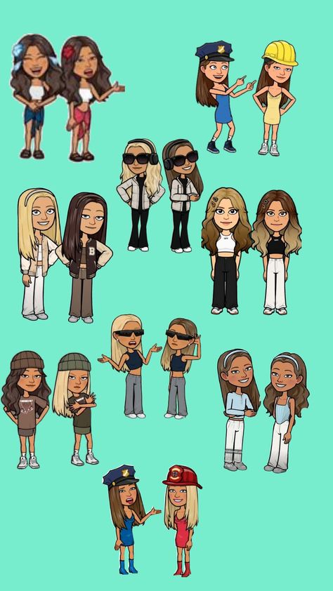 #bitmoji#duo 2 People Bitmoji Ideas, Duo Bitmoji Outfits, Bitmoji Bff Outfits, Duo Bitmoji Ideas, Skater Bitmoji Outfits, Matching Bitmojis For Best Friends, Bestie Snap, Matching Bitmojis For Couples, Fall Bitmoji