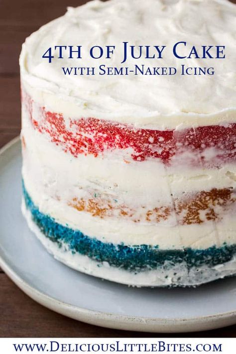 Vanilla Layer Cake Recipe, Red White And Blue Cake, Vanilla Layer Cake, Classy Bachelorette, Memorial Day Foods, Patriotic Cake, Fourth Of July Cakes, Patriotic Desserts, 4th Of July Cake